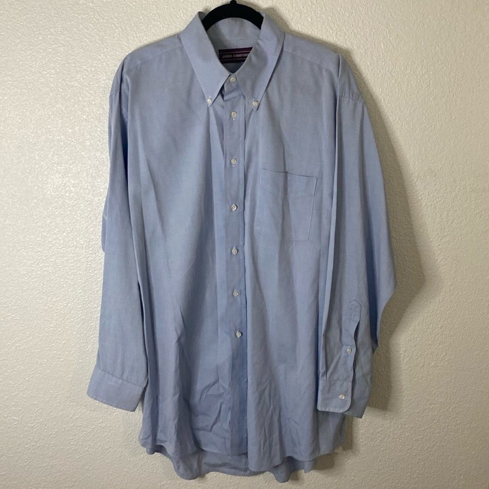 John Ashford- Light blue button up dress shirt- Size 17.5 34